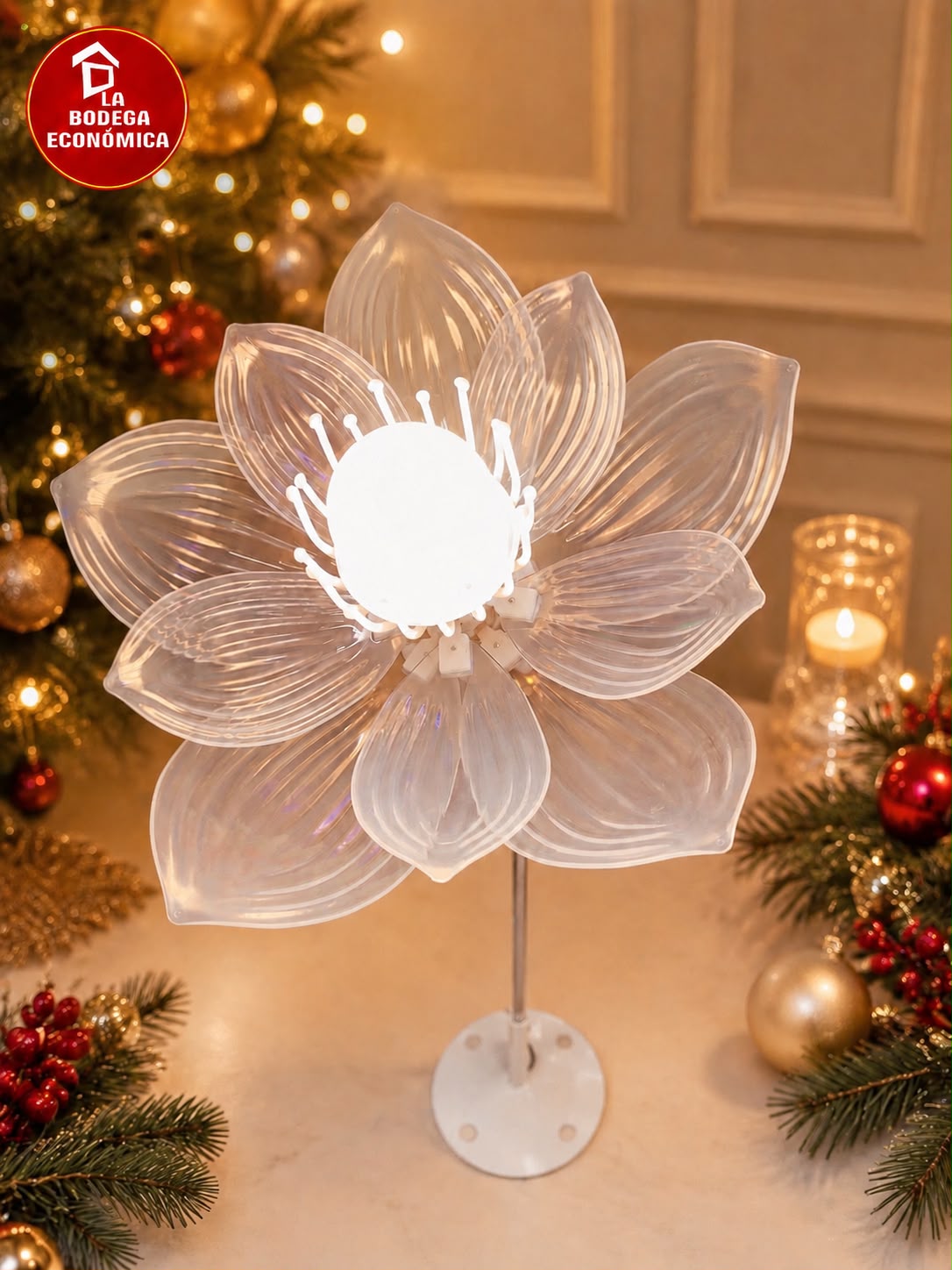 FLOR DECORATIVA CON LUZ Y MOVIMIENTO