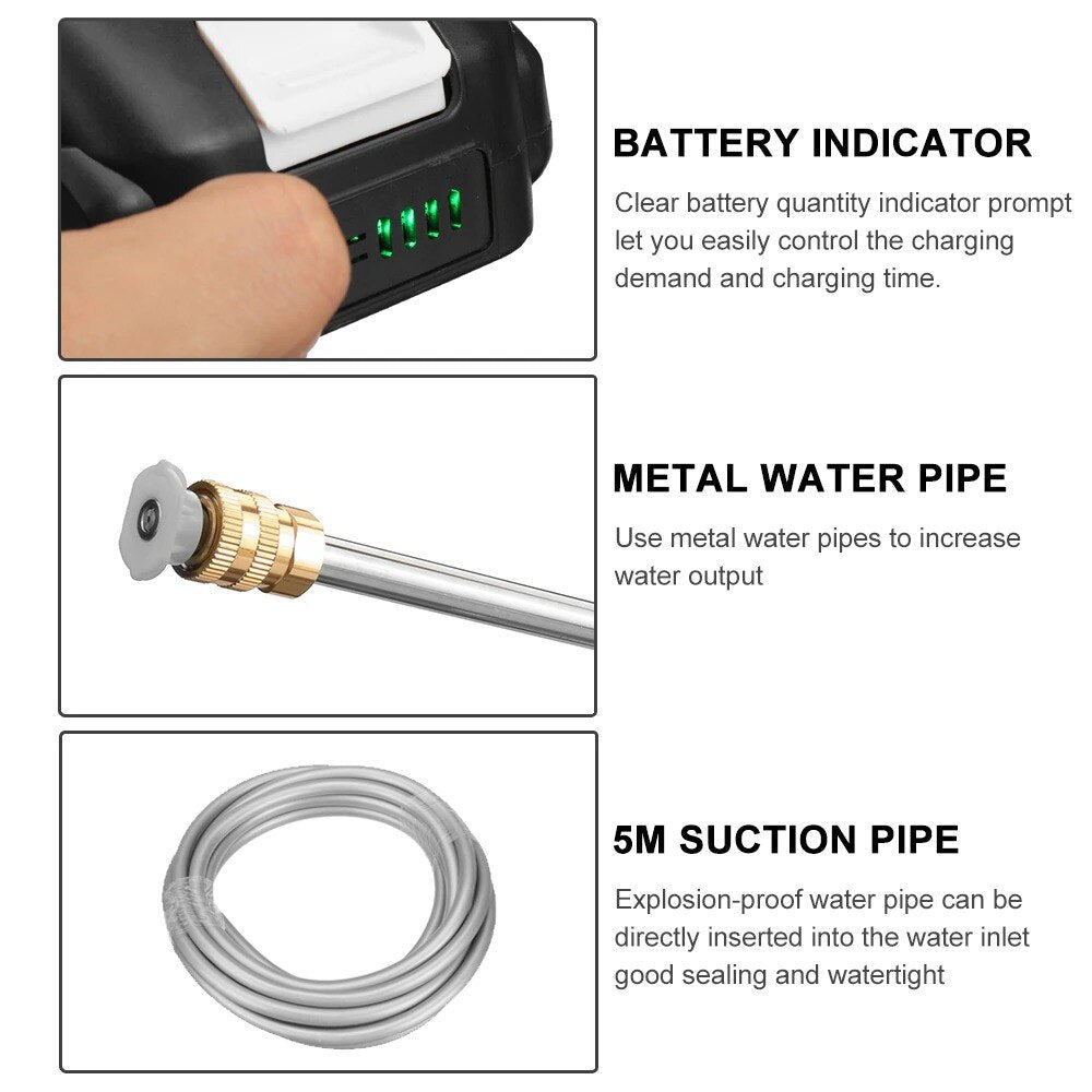 Pistola De Agua para El Hogar De Alta Presión Recargable Portátil 1 Batería recargable
