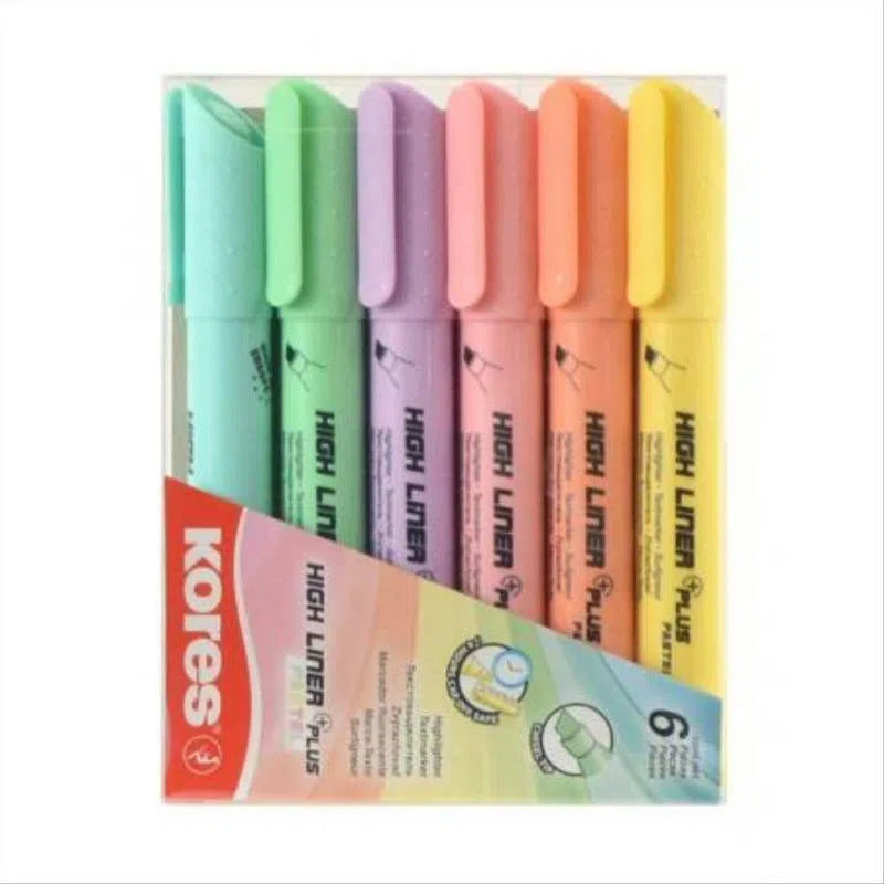 Resaltadores KORES PASTEL HIGH LINER x6 Colores diferentes