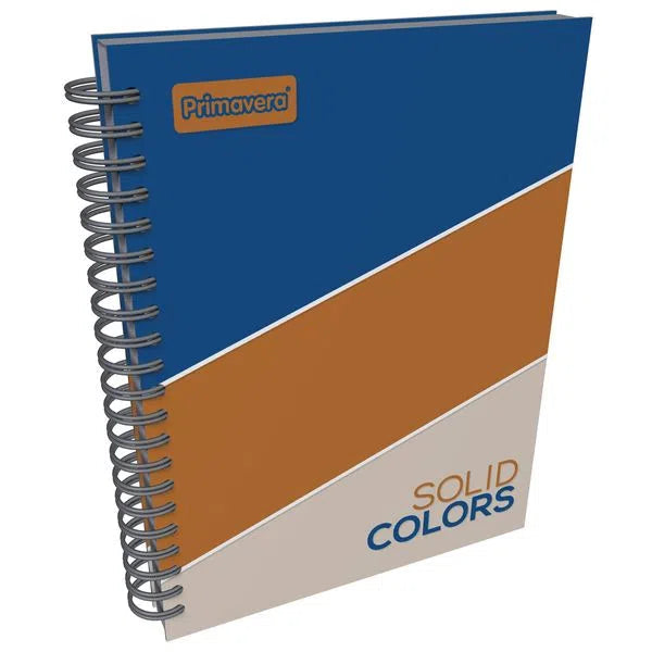 Agenda Argollada grande 5 MATERIAS UNISEX pasta dura GRANDE SOLID COLORS AZUL Y CAFÉ CUADRICULADO