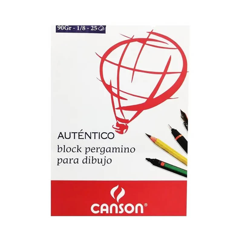 Block pergamino para dibujar por octavos x25 hojas