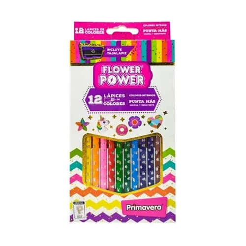 Colores PRIMAVERA -FLOWER POWER- punta gruesa x12 Colores