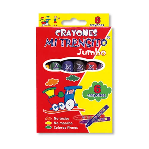 Crayones jumbo 12cm -MI TRENSITO- X6 COLORES
