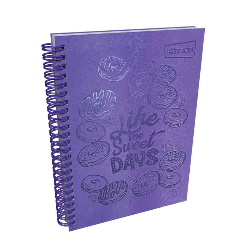 Agenda argollada pasta dura 5 MATERIAS FEMENINO pequeño TEXTURA MATE MORADO CUADRICULADO