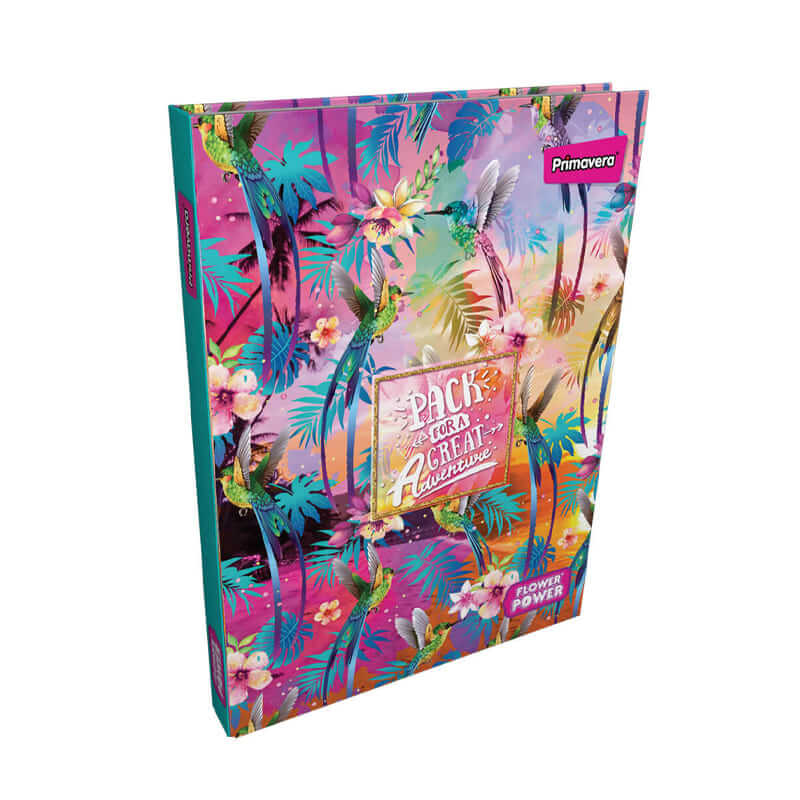 Agenda cosida pasta dura 5 MATERIAS FEMENINO pequeño FLOWER POWER FLORES CUADRICULADO