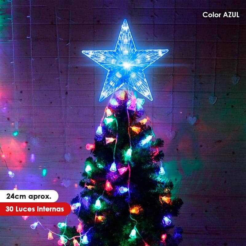 Estrella LED para árbol color azul 24cm aprox.