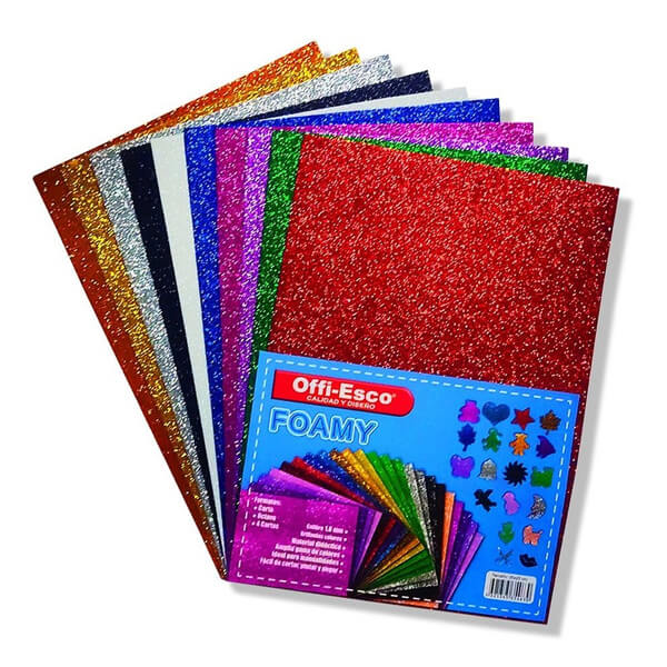 Foamy escarchado tamaño octavos paquete x10 Colores diferentes