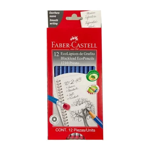 Lápiz de grafito -FABER CASTELL 2 HB AZUL- CAJA X 12