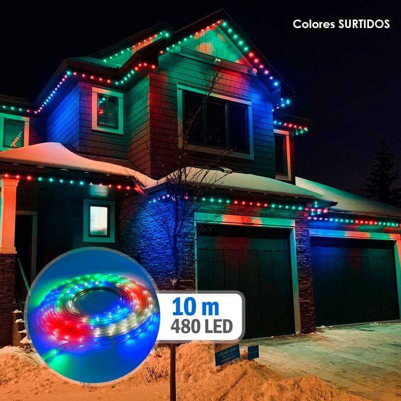 Luz tipo manguera de 10mtrs x480 luces Colores Surtidos