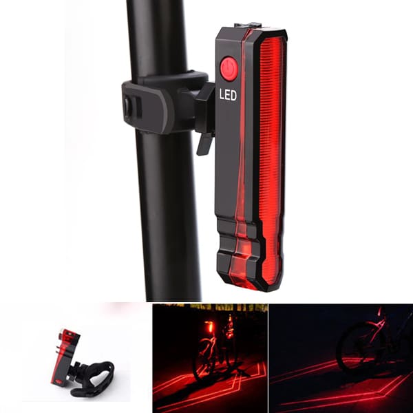 Luz LED LASER para bicicletas RECARGABLE a prueba de salpicaduras