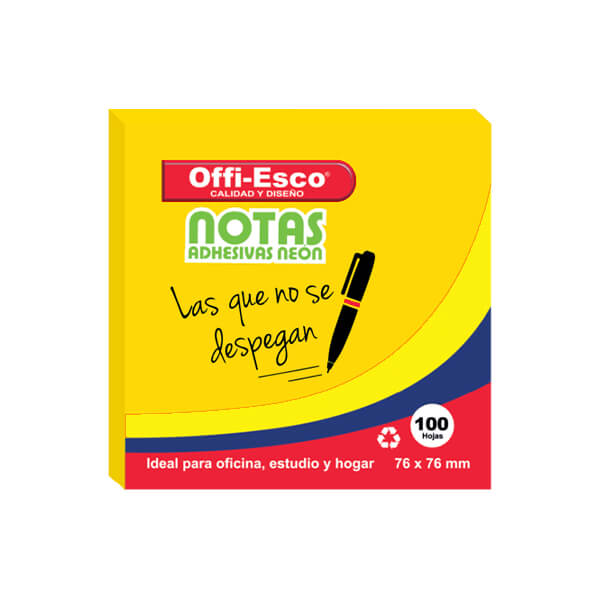 Notas Adhesivas Post it 76 x 76 mm Offiesco VERDE