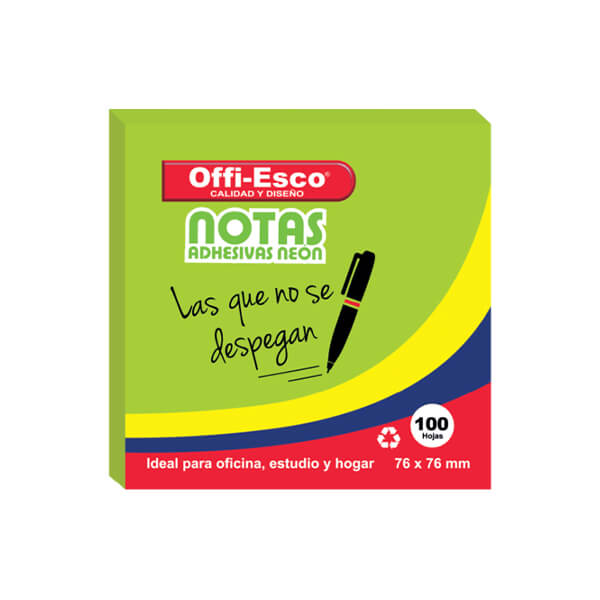 Notas Adhesivas Post it 76 x 76 mm Offiesco VERDE