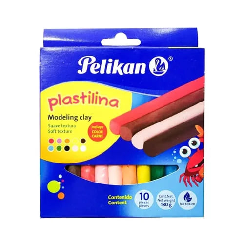 Plastilina 180g -PELIKAN- x 10 Colores