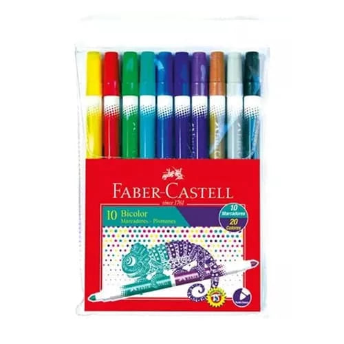 Plumones doble punta -FABER CASTELL- 10 Plumones x 20 Colores