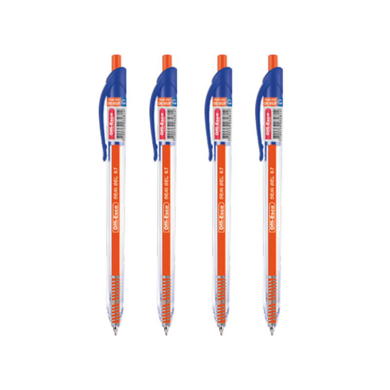 Set x4 Boligrafo semi gel 0.7m retráctil TRAZO FINO Azul