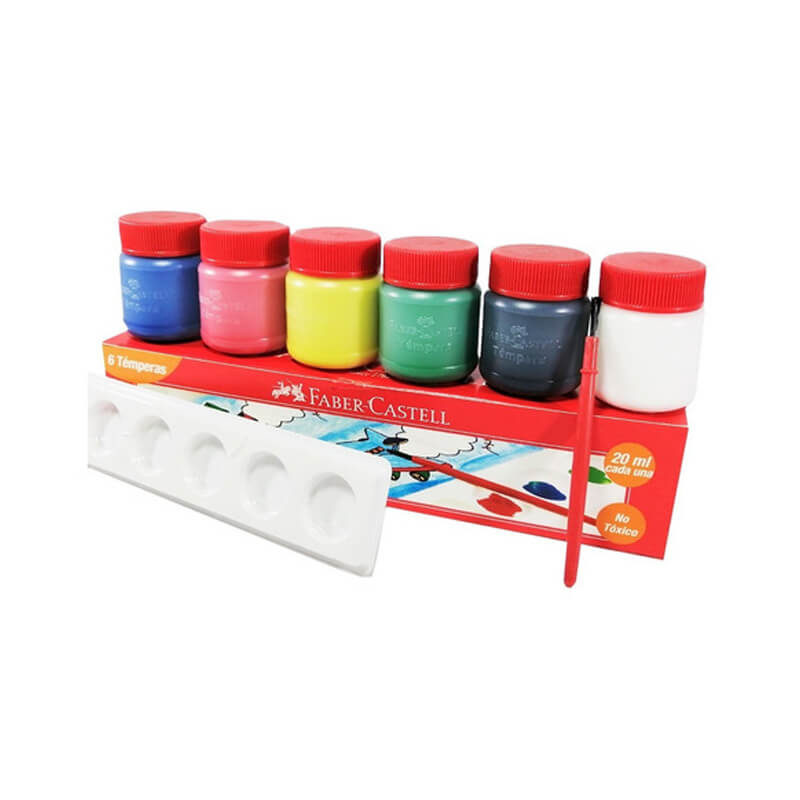 Témperas faber castell x6 colores 20ml