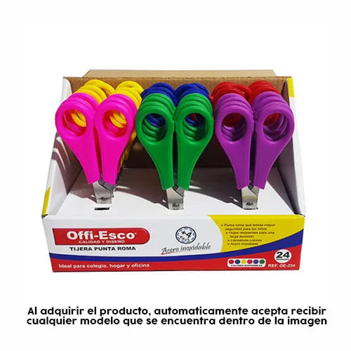Tijera punta roma hoja de acero inoxidable -OFFIESCO- x unidad
