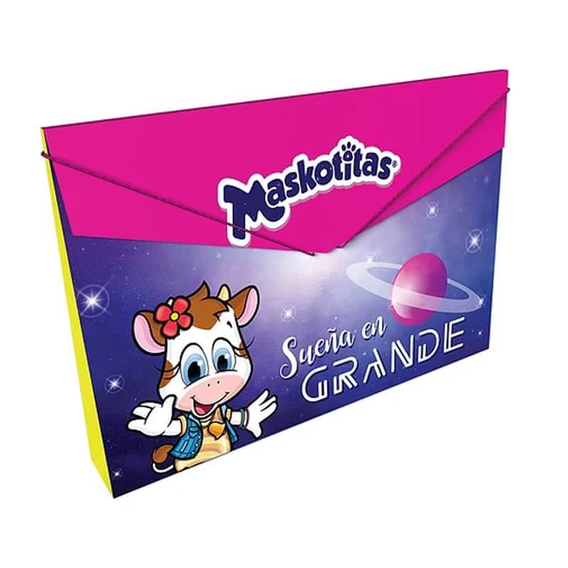 Carpeta fuelle cartón con caucho PERSONAJES FEMENINO MASKOTITAS