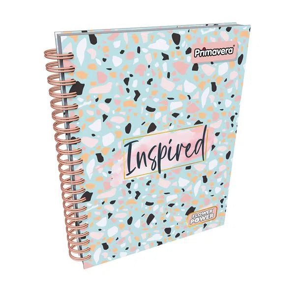 Agenda Argollada grande 5 MATERIAS FEMENINO pasta dura FLOWER POWER INSPIRED CUADRICULADO