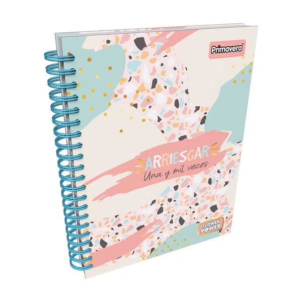 Agenda Argollada grande 5 MATERIAS FEMENINO pasta dura FLOWER POWER ARRIESGAR CUADRICULADO