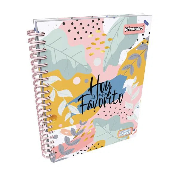 Agenda Argollada grande 5 MATERIAS FEMENINO pasta dura FLOWER POWER HOY ES MI DÍA FAVORITO CUADRICULADO