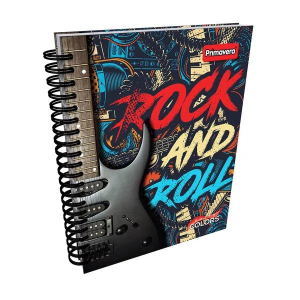 Agenda argollada pasta dura 5 MATERIAS MASCULINO grande GUITARRA ROCK AND ROLL CUADRICULADO
