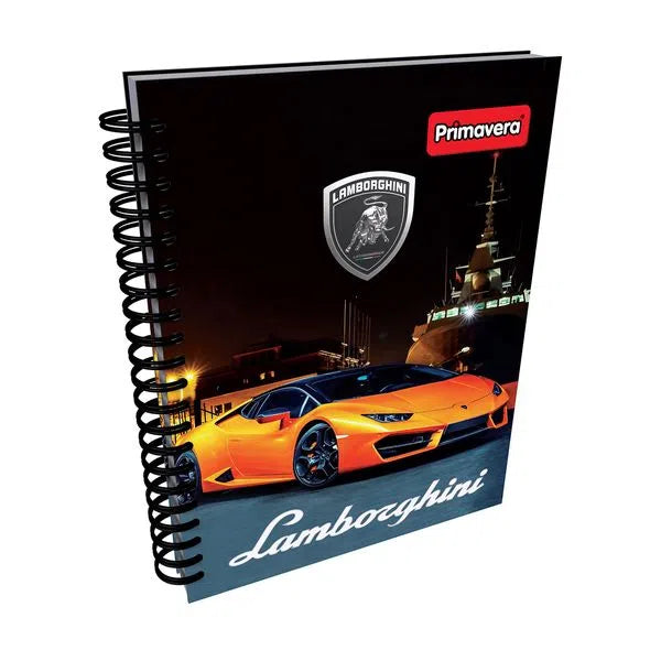 Agenda Argollada grande 5 MATERIAS MASCULINO pasta dura LAMBORGHINI ORANGE NOCHE CUADRICULADO