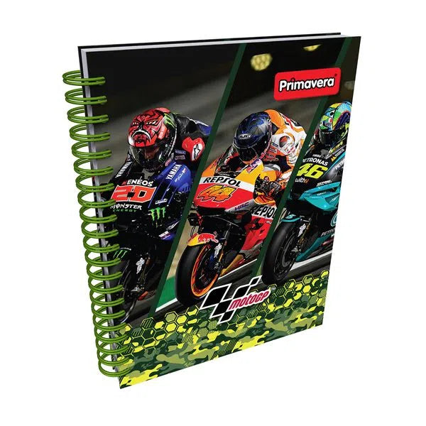 Agenda Argollada grande 5 MATERIAS MASCULINO pasta dura MOTO GP COMPETIDORES CUADRICULADO