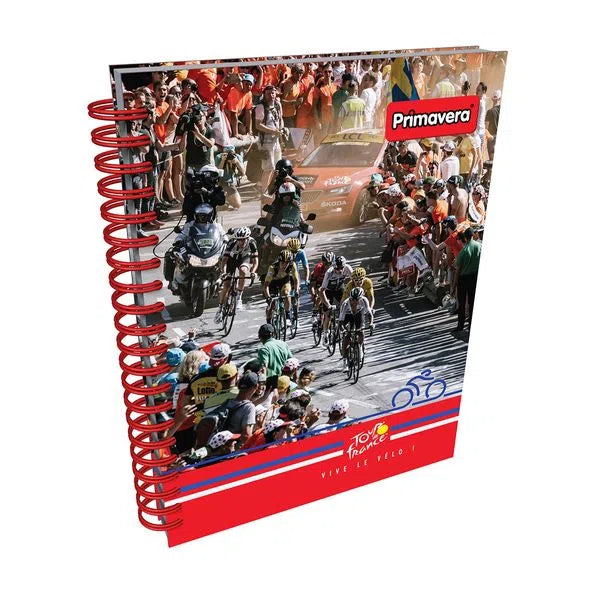 Agenda Argollada grande 5 MATERIAS MASCULINO pasta dura TOUR DE FRANCIA LLEGADA META CUADRICULADO