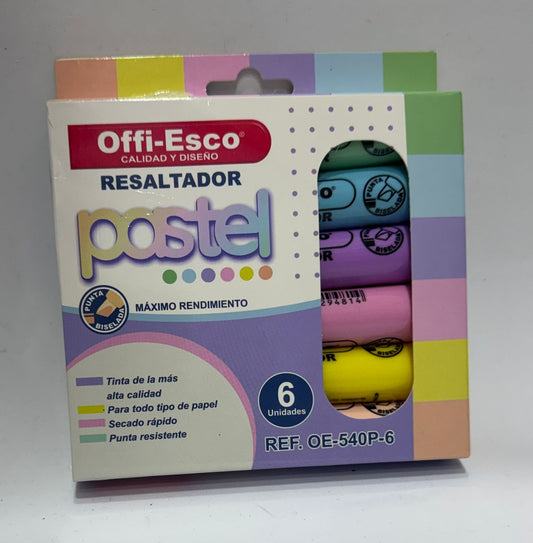 Resaltadores pastel Offi-Esco X 6 colores
