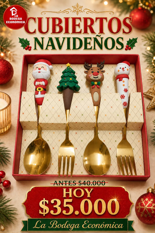 SET CUBIERTOS NAVIDEÑOS X 4