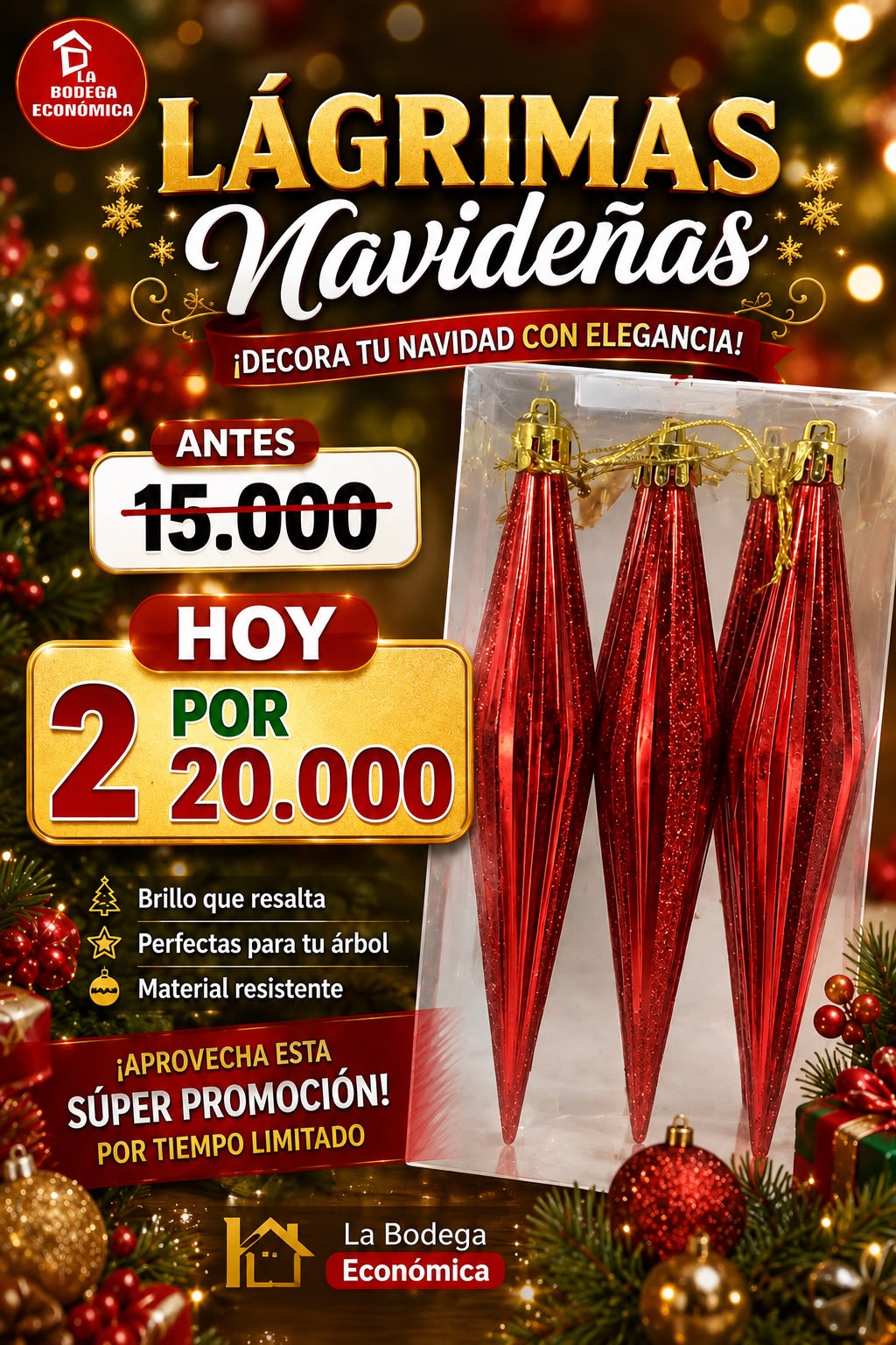 SET LAGRIMAS NAVIDEÑAS X 12