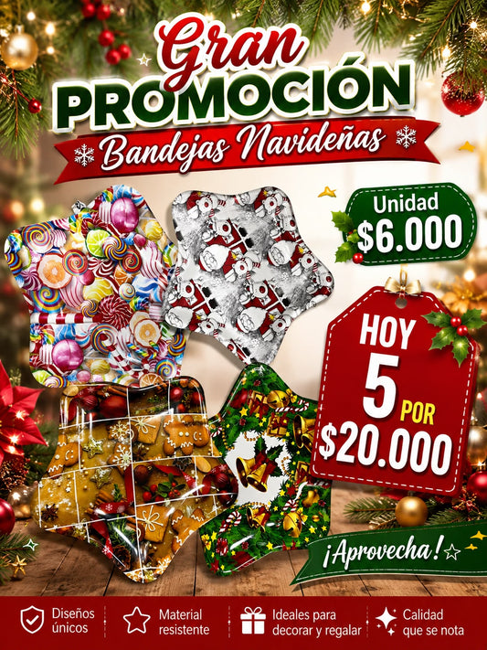 SET BANDEJAS NAVIDEÑAS X 5