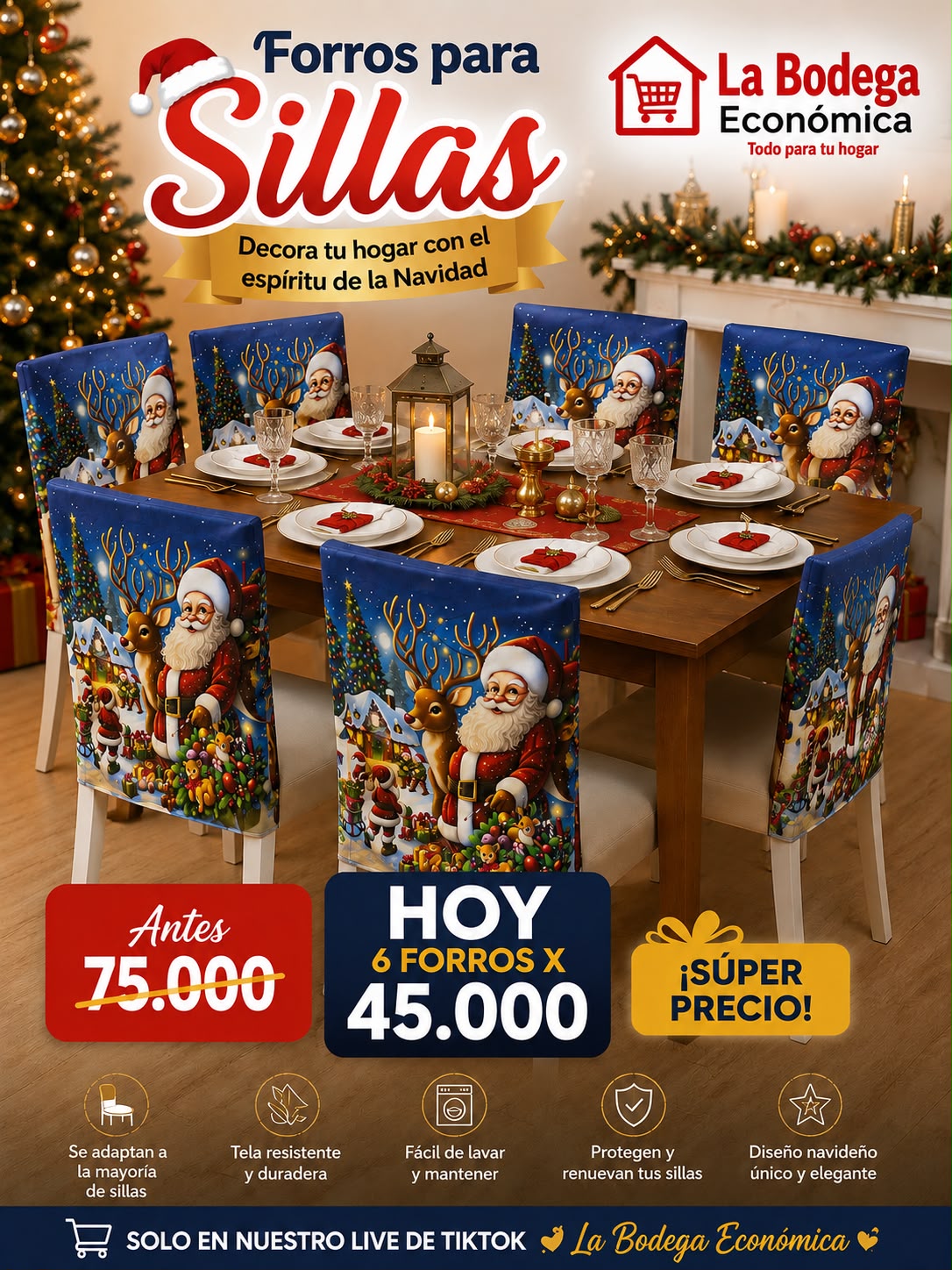 SET DE FORROS PARA SILLAS X 6