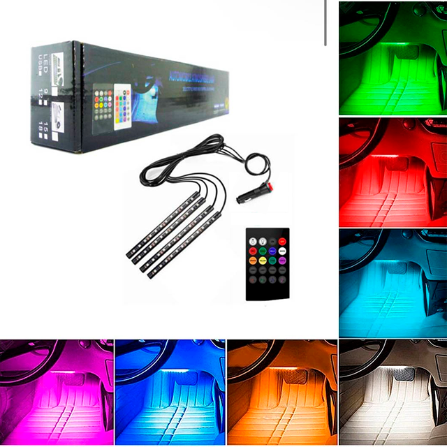 Tiras led RGB con control para usar en carros o en motos MULTICOLORES