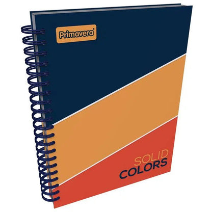 Agenda Argollada grande 5 MATERIAS UNISEX pasta dura SOLID COLORS AZUL Y NARANJA CUADRICULADO