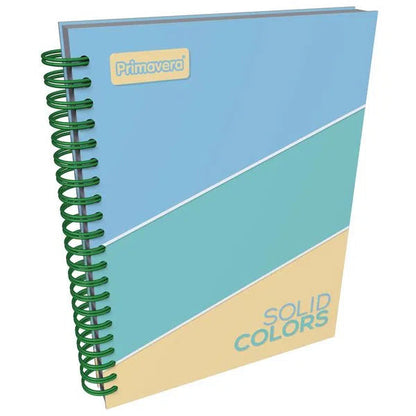 Agenda Argollada grande 7 MATERIAS UNISEX pasta dura GRANDE SOLID COLORS VERDE Y AZUL CUADRICULADO