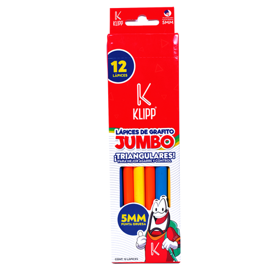 Lápiz de grafito JUMBO triangular KLIP CAJA x12