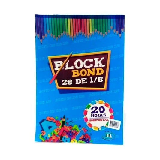 Block Bond 28 de octavos x20 hojas formato horizontal
