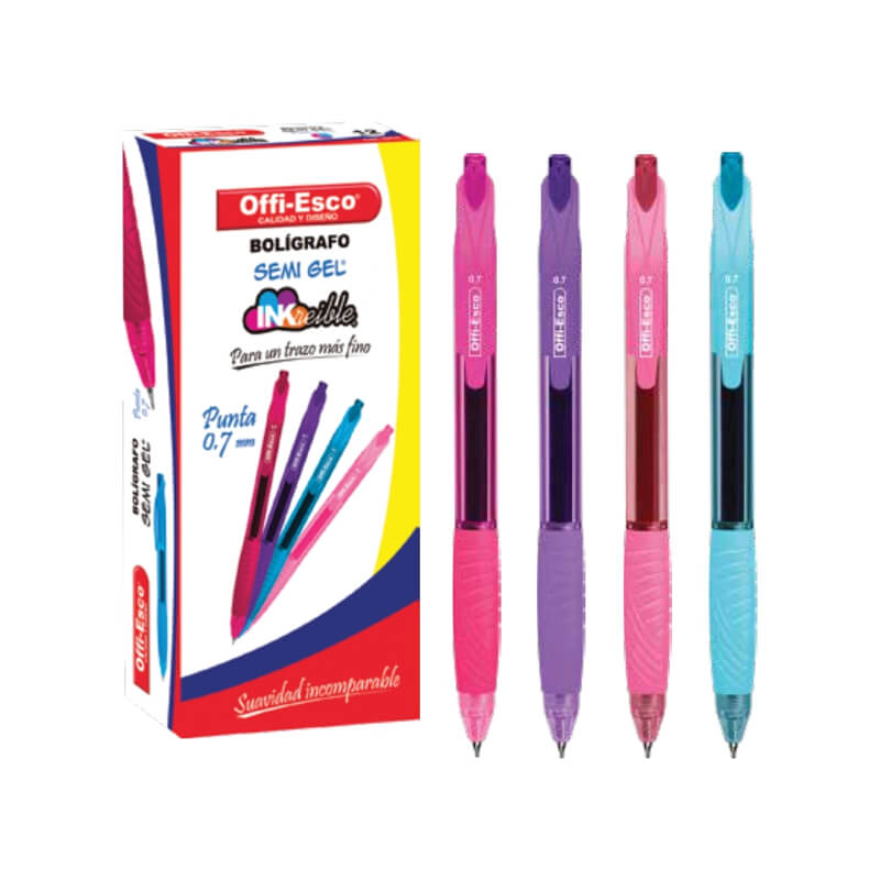 esfero Offiesco semi gel 0.7m retráctil TRAZO FINO Colores