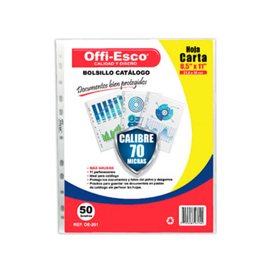 Bolsillo catálogo carta de 70 micras Offiesco PQ X50