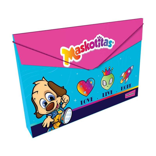 Carpeta fuelle plástico con caucho VARIOS MOTIVOS FEMENINO MASKOTITAS