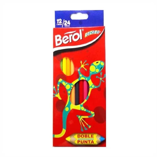 Colores BEROL RECREO doble punta 12 lapices 24 colores diferentes