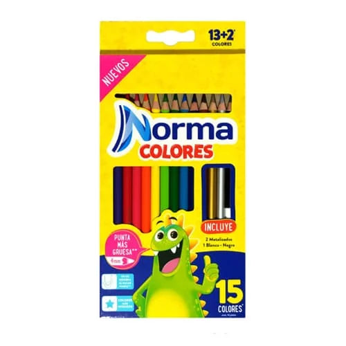 Colores NORMA + 2 lapices metalizados 15 Colores diferentes