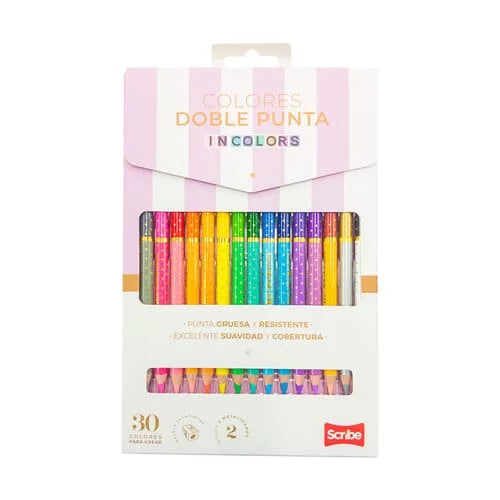 Colores doble punta INCOLORS SCRIBE 15 lapices 30 Colores