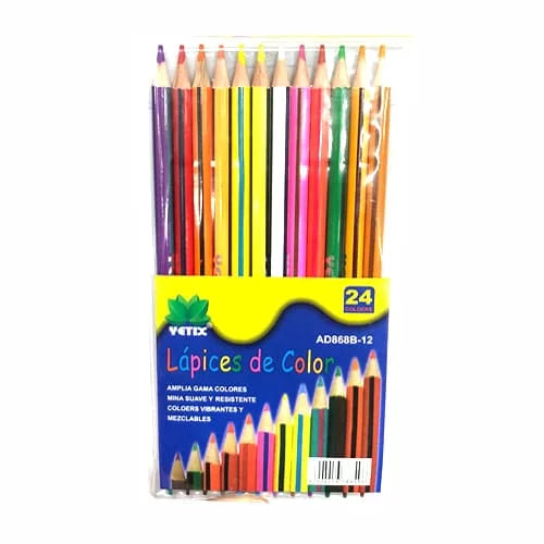Colores doble punta YETIX 12 lapices 24 Colores diferentes
