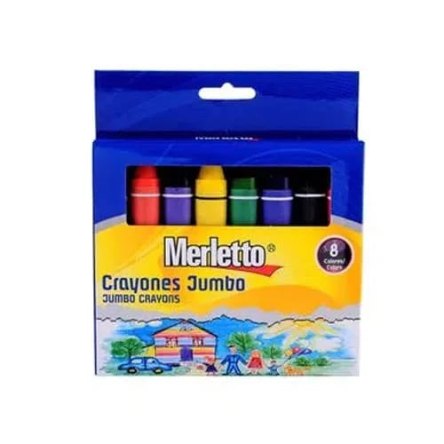 Crayones jumbo 10cm -MERLETTO- x 8 Colores