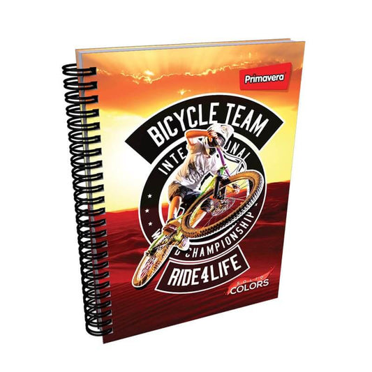 Agenda argollada pasta dura 7 MATERIAS MASCULINO pequeño SOLID COLOR BICYCLET TEAM CUADRICULADO