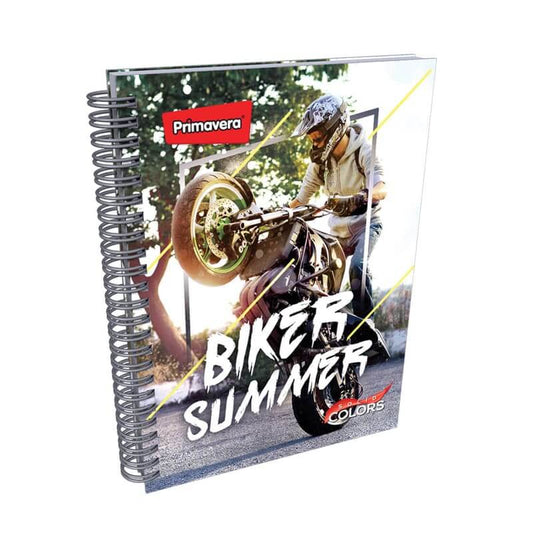 Agenda argollada pasta dura 7 MATERIAS MASCULINO pequeño SOLID COLOR BIKER SUMMER CUADRICULADO