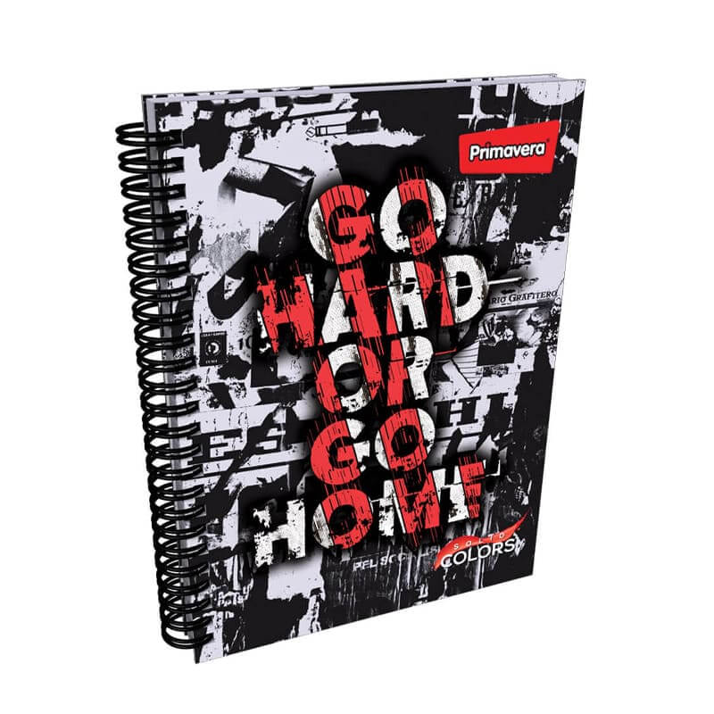 Agenda argollada pasta dura 7 MATERIAS MASCULINO pequeño SOLID COLOR GO HARD CUADRICULADO